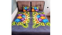 Handcrafted Rayon Bedsheet Hand Painted Floral Design Best Quality